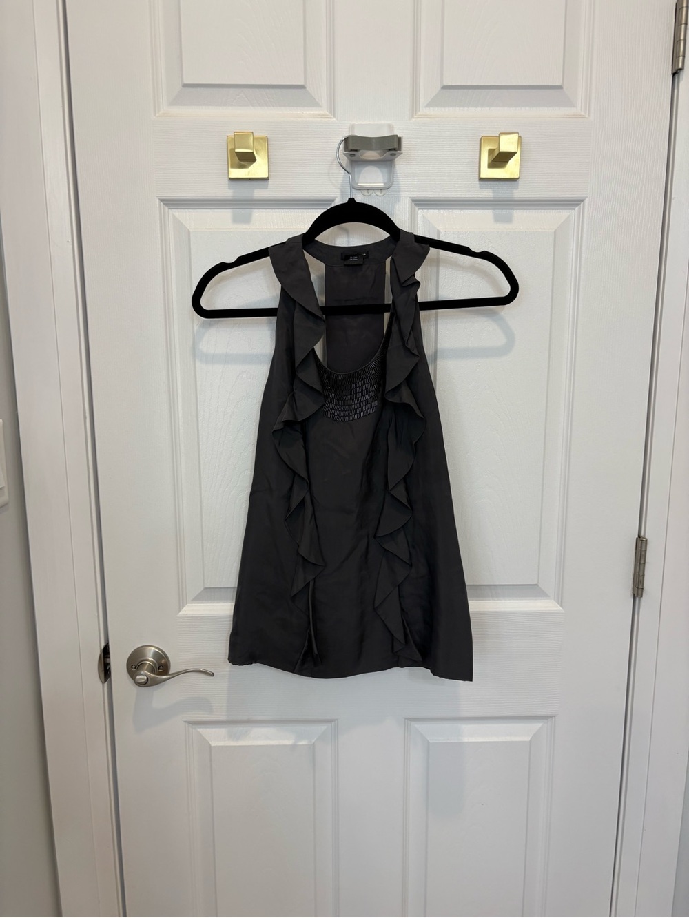 Club Monaco Black Ruffle Front Sleeveless top #1485